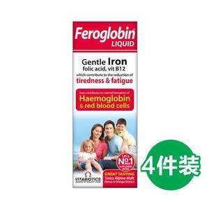 Vitabiotics Feroglobin补铁 锌 维生素B12液体铁 抗疲劳 200mlX4