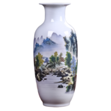景德镇陶瓷摆件粉彩山水大号花瓶对瓶家居工艺品新房装饰品瓷瓶